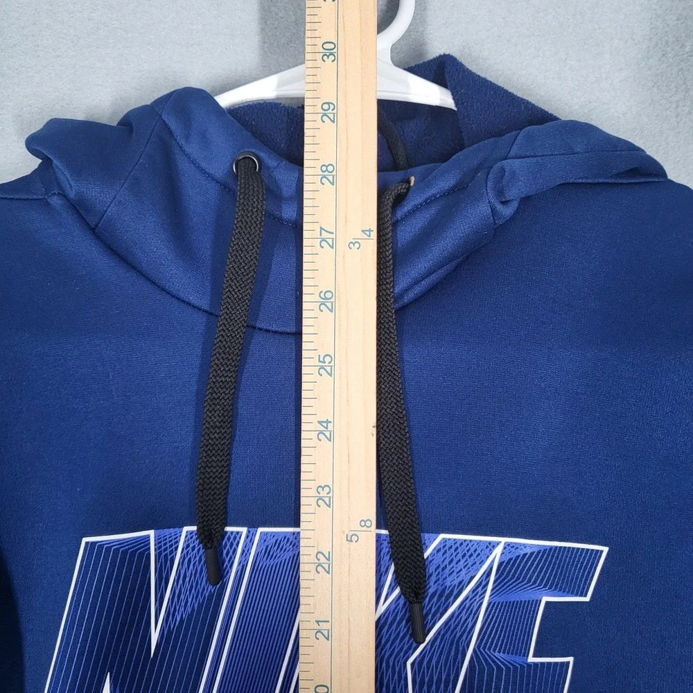 Nike Hoodie Mens Medium Blue Dri-FIT Pullover‎ Sweatshirt Graphic Logo